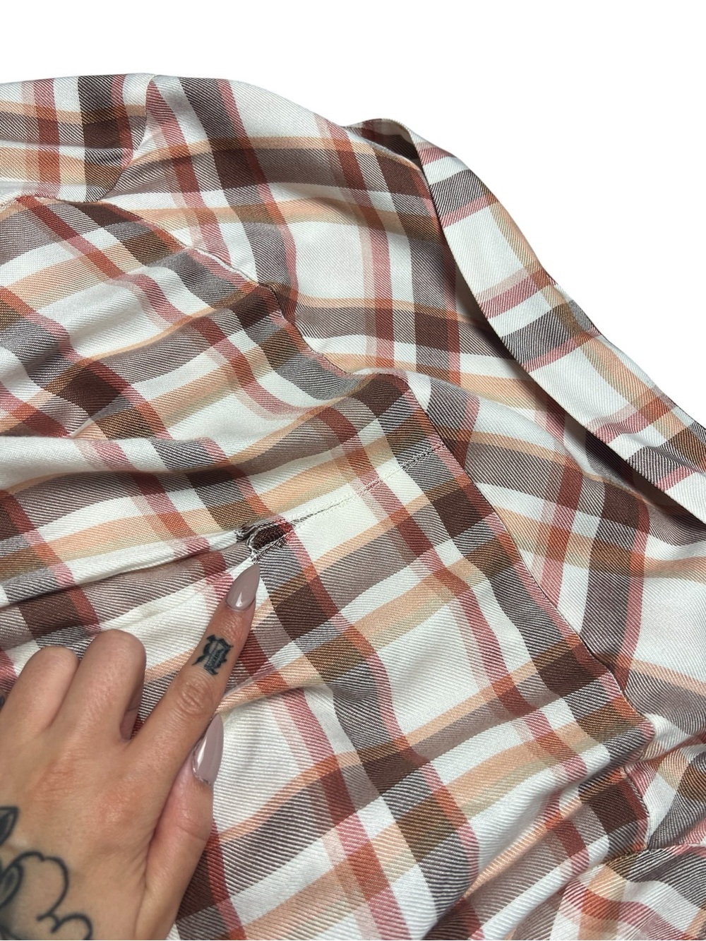 L’AGENCE Cameron Petal Quartz Plaid Maxi Shirtdress Women’s Size XL - Picture 6 of 6